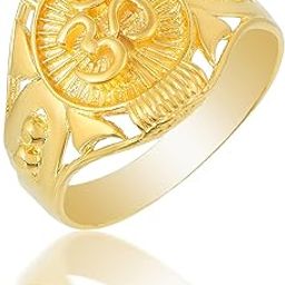 Brass 24KT Gold Plated Om Design Temple Ring handmade, Spiritual hindu temple Jewellery finger ring for Men and Women (SST6584ORRM)-image-98