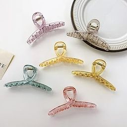 clip coupanas 6 Pc Korean Hair Claw Clips Women Clutches Barrettes Girls Extra Large Clip Crab Barrette Ponytail Claws Headwear Transparent Plastic Crystal-image-95