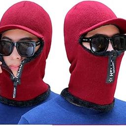 Balaclava Zipper Face Mask for Cold Weather Knitted Beanie Hat for Women Men Warm Face Cover (Pack of 01)-image-22
