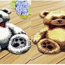 FABLOFT® 2 Sets Toy Bear Latch Hook Kits Rugs Cushion Crafts Embroidery for Beginners-picture-10