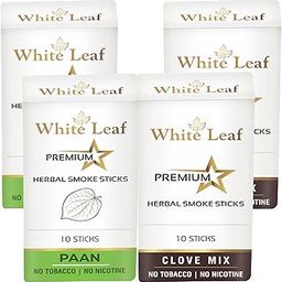 White Leaf Natural Herbal Cigarettes Paan, Clove Flavour (40 Sticks) 100% Tobacco-Free and Nicotine-Free With Ayurvedic Herbs Clove, Tulsi, and More | Free From Additives and Chemicals-image-92
