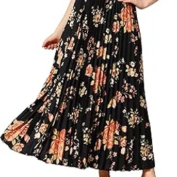 otabu | Floral Pleated Maxi Skirt | Comfortable Elastic Waist | Stylish Morden and Comfortable for Women-picture-9
