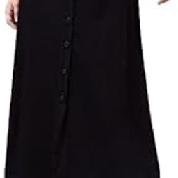 Women Black A-Line Maxi Denim Skirt-image-59