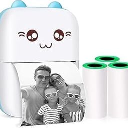 Mini Pocket Printer,Portable Thermal Printer for Label,Text Memo,Receipt,Sticker,Photo Printers, BT Inkless Printing, Wireless Bluetooth Printer Compatible with iOS and Android (Light Blue)-image-61