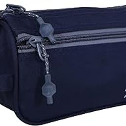 Kuber Industries Rexine Toiletry Organizer|Portable & Durable Travel Shaving Doop Kit with Fornt Zipper and Carrying Strip (Navy Blue)-image-67