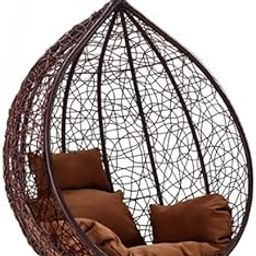 Hanging Swing Chair Without Stand Include Soft Fluffy Cushion - Hammock Chair, Egg Swing Chair for Balcony, Bedroom, Garden, Outdoor, Indoor, Terrace (Brown with Brown Cushions)-image-79