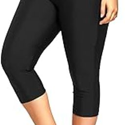 Women Plus Size Swim Capris Long Swim Shorts High Waisted Swim Pants Tummy Control Swimming Leggings-image-34