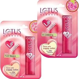 lotus herbals Lip Lush-Pink Guava Rush_3.5g + Strawberry Crush_3.5g (Set of 2)-image-1