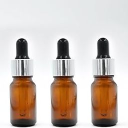 Happy Packaging 10ML Amber Round Empty Glass Bottle | Glass Dropper | Silver Sleeve | Silcon Black Teat | Refillable | Leak Proof For Essential Oils | DIY Perfumes | DIY serums Pack Of -3-46