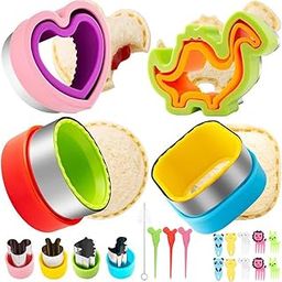 HASTHIP® 22Pcs Kid Sandwich Cutter and Sealer Set with Cute Vegetable Cutter Molds, Cartoon Kids Fruit Fork DIY Homemade Bread Sandwich Maker Molds Sandwich Cutter Shapes for Kids with Cleaning Brush-image-36