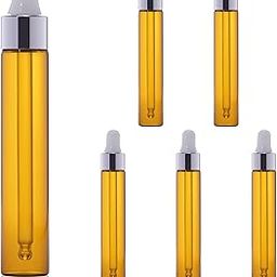 Rentra S.P.A 10ml Amber Round Regular Glass Vial + Glass Dropper + Silver Ring + White Silicon Teat-36