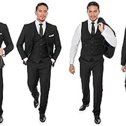 Elegant Men's Black Two Button Three Piece Suit-image-29