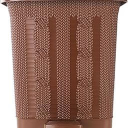 Nayasa Mikado Plastic Waste Paper | Small | Table Top Multi Purpose Dustbin With Lid | Waste Paper Bin | Plastic Pedal Waste Bin | Ideal For Home/Kitchen/Office | L 15.5, B 15.5, H 17 Cm | Brown-2