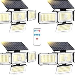 Mokot Solar Lights Outdoor 288 LED 2800LM Solar Motion Sensor Outdoor Lights with Remote Control IP65 Waterproof Solar Lights (Pack of 4)-image-53