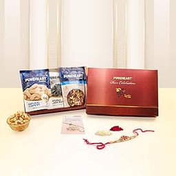 PUREHEART Rakhi Gift Hamper for Brother with Floral Rakhi, Gift Card, Pooja Rice, Kumkum, Natural Cashews, Black Raisins and Fruit & Nut (80g Each) | Crunchy Dry Fruits for Rakshabandhan-image-7