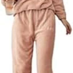 Women Warm Fleece Pajamas Flannel Pajamas Sets Long Sleeve Winter Pajama Set Ladies Thermal Free Size(28 Till 34) Pink-image-9