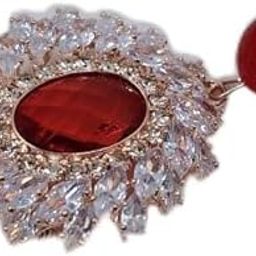 Elegant Brooch with Vibrant Stone & Crystal Accents | A Timeless Accessory for Weddings, Festive Events & Parties | Ideal for Hijabs, Sarees, Dupattas & More (Red)-image-13
