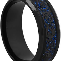 Rings for Men Dragon Celtic Inlay Polish Finish Black Base Titanium Steel Ring for Men and Boys-image-80