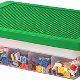 Edu Toys Toy Bricks Blocks Organizer Bins with Compartments, Building Blocks Storage, Storage Containers for Building Brick Blocks Storage, Plastic Stackable Organizer Bin Toy Chest (Green)-image-13