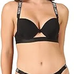 quttos PrettyCat Monogram Shine Straps Pushup Bra with Low Rise Sexy Panty-picture-27