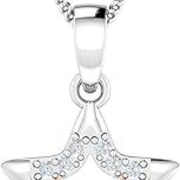 14KT White Gold Cuddling Heart Star Pendant for Women-image-4