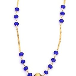 Gold Plated Chain Blue Crystal Beads Mangal Sutra Tali/Tanmaniya/Nallapusalu/Mangalsutra for Women-image-44