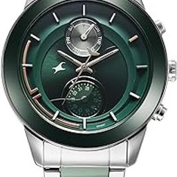 Oceanyx - Ceramic Quartz Green Round Dial Men's Watch | Solid Strap Material | Multi Color Band - 3304KD04-image-2
