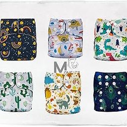 MOMSARC Leakage-Proof Reusable Cloth Diapers for Babies | High-Absorbent Diapers with Bamboo Cotton Insert Pads | Washable, Adjustable, Free Size| Eco-Friendly Baby Nappies (Combo Pack 6)-image-98