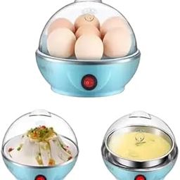HAICI Egg Boiler Poacher Cooker Blue Electric Kitchen Device Holds Seven Eggs Compact Size Steam Cooking Tool Lid Base Tray Cup Plug Switch Stable Shape Easy Storage Counter Space-14