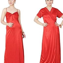 Women Satin 2pc Nightwear Set (3215RE Red)-image-39