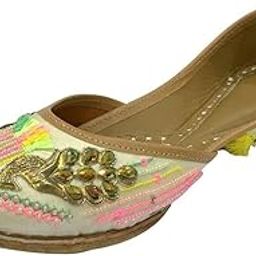 Jutti for Women's Handmade Mojari Juti Bridal Flats Ethnic Wedding Punjabi Juttis Multicolor-image-55