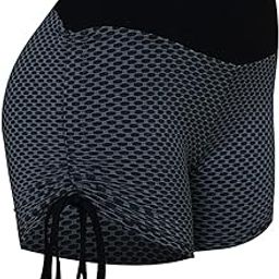 Women Yoga Shorts High Waisted Sports Workout Fitness Pants Leggings S Black-image-29