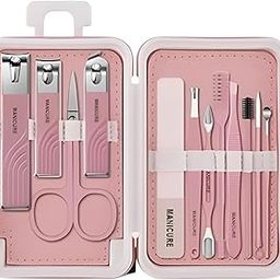 Manicure, Pedicure Set, Professional Women 12 Pieces Nail Clipper Set, Stainless Steel Pedicure Tools With Portable Grooming Kit with Travel Case for Women-image-36