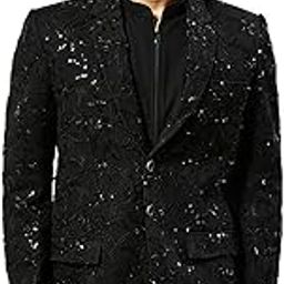 Men's Black Georgette Blazer, This is a Sophisticated Sequined Embroidered Blazer for Men, Traditional Indian Wear for Weddings & Festivals-picture-25