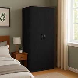 MATTERHORN LuxeStore 2-Door Wardrobe – Ebony Black | Modern Bedroom Closet with Lock, Shelves & Hanging Rod | 1830mm (H) X 750mm (W) X 460mm (D) | Durable Build | Free Installation-11