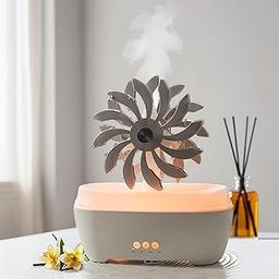 Windmill Humidifier with Remote Control|300ML Capacity | Whisper-Quiet, Smart Timer, Multi Light Modes Ideal for Aromatherapy | Aroma Diffuser for Home, Essential Oil Diffuser | Grey-image-72