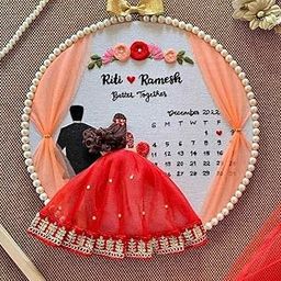 Wood Customized Embroidery Hoop - Ideal Engagement Gifts,Marriage Anniversary for Parents - Handmade First Love,Save The Date,Wedding Keepsake for Couples, Multicolour-picture-13