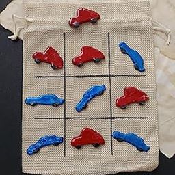 Handmade Travel Tic Tac Toe Game Pouch with Fabric Board and Decorative Game Pieces, Reusable Travel Game for Kids (Cars/Cars)-image-75