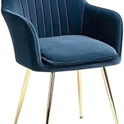 Sampuran Gold Velvet Dining Chairs, Soft Cushion Seat Chair for Living Room Bedroom Restaurant Fabric DiningChair | Accent Chair for Living Room Bedroom Study Cafe Restaurant Pack 1 (Blue)-image-85