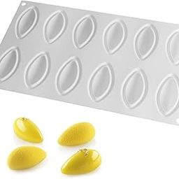 Skytail 12 Cavity Silicone Baking Mould Quenelle Shape Dessert Chocolate Mould Rugby Shape Cake Mousse Candy Mould Ice Cubes Jelly Pudding Reusable Non-Stick Easy Release Molds.-image-72