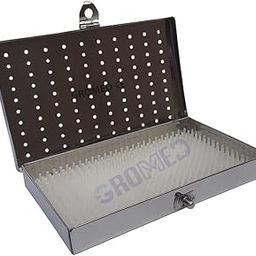 Gromed Autoclave Sterilization Micro Instrument Box & Silicon Matte (Mat Color May Vary) - Hinged Attached Lid, Stainless Steel - Size: 8"(L) x4.5(W) x1(H), Small Reusable Medical SS Box-image-10