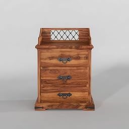 GF Furniture Solid Sheesham Wood 3-Drawer Cabinet – Handcrafted Bedside Table/Storage Unit – 65x45x30 cm for Bedroom & Living Room-image-6