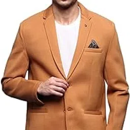showoffff Men's Camel Brown Slim Fit Single-Breasted Blazer EX-MettyA_CamelBrown-picture-49