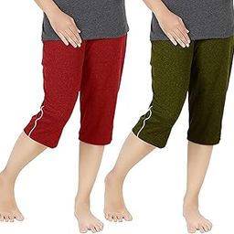 Women's Regular Fit Cotton Three by Fourth, 3/4, Woman Capri, Capris, Three Quarter for Women, Shorts, Three Quarte Pack of 2 with Right Side Zip Pocket-picture-15