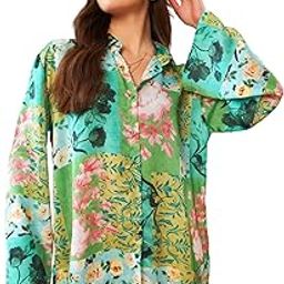 Green Placement Floral Oversize Shirt-image-27