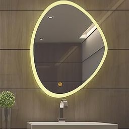 NABAB® Glass Wall Mounted Mirror with Light, 18X24 Touch Sensor Led Mirror for Wash Basin with 3 Color Lights (Warm + White + Natural Light) Decorative Bathroom Mirror, Rectangular-image-108