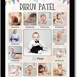 JABSY Personalized Baby Boy Photo Frame with First Hair Storage – Custom Name & Birthdate – Premium Wood, 7x7 Inches, Acrylic Cover - Gift for Baby Showers & New Parents (BABY 12 MONTH)-image-23