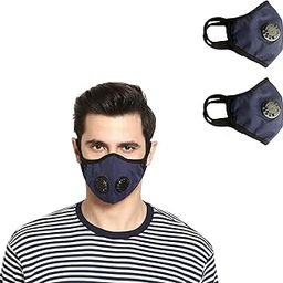 Military Grade N99 Anti Pollution Reusable & Washable Face Mask Without Replaceable Filters Two Valves For Adults Pack of 2 Medium Size-42