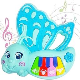 VGRASSP Mini Butterfly Piano Toy for Kids and Toddlers with 7 Keys and 6 Modes - The Cute Musical Instrument with Animal Sounds, Colorful Lights - Color As Per Stock-image-9