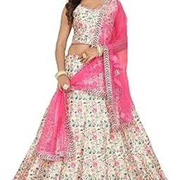 Women's Fully Stitched Hand-Work With Digital Print Lehenga, Choli With Net Dupatta-picture-0